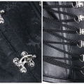 Women's Vintage Black Jacquard Weave Underbust Corset with White Off Shoulder T-shirt N12981