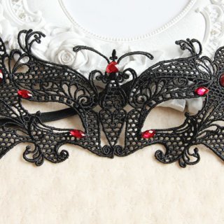 Black Lace with gems 1/3 Mask MS12976