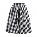 Vintage Black Cut Out Short Sleeve T-shirt and Plaid Skirt Set N12946