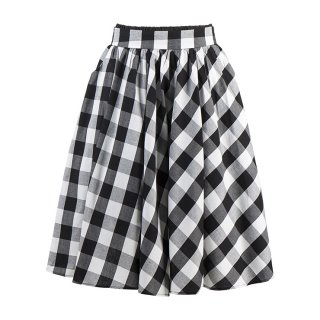 Vintage Black Cut Out Short Sleeve T-shirt and Plaid Skirt Set N12946