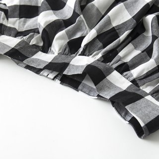 Vintage Black Cut Out Short Sleeve T-shirt and Plaid Skirt Set N12944
