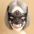 Medieval Black Lace Gems Half Mask MS12933