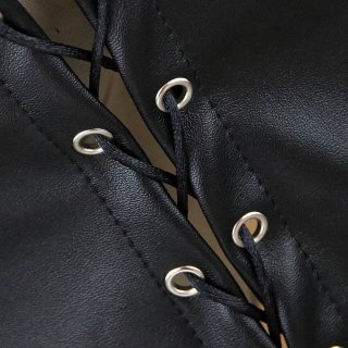Sexy Black Faux Leather Bra Top and Punk Sexy Black Faux Leather Mini Skirt Set N12881
