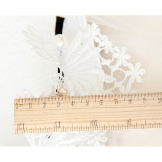 White Pearl Crown Crochet Lace Wedding Party Hair Clasp J12802