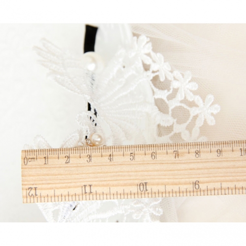 White Pearl Crown Crochet Lace Wedding Party Hair Clasp J12802