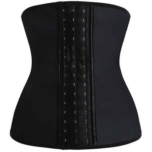 Sexy Black Steel Boned Sport Latex Waist Traning Corset Excercise N12450