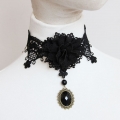 Gothic Vintage Punk Vampire Gem Lace Choker Necklace J12109