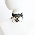 Vintage Gothic Victorian White Lace Crystal Chocker Necklace J12057