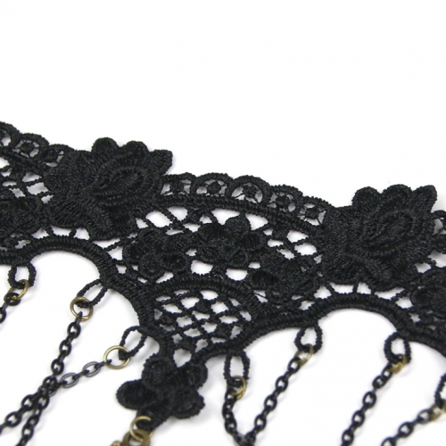 Victorian Princess Black Lace Pendant Choker Necklace J12028