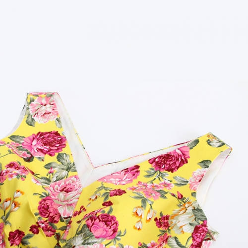 1950's Vintage Floral Print Casual Dress N11933