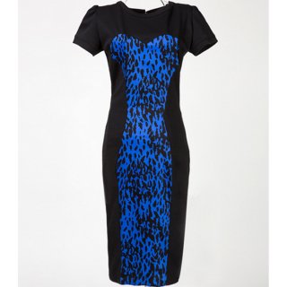 Fashion Round Neck Leopard Print Evening Party Pencil Bodycon Midi Dresses N11932