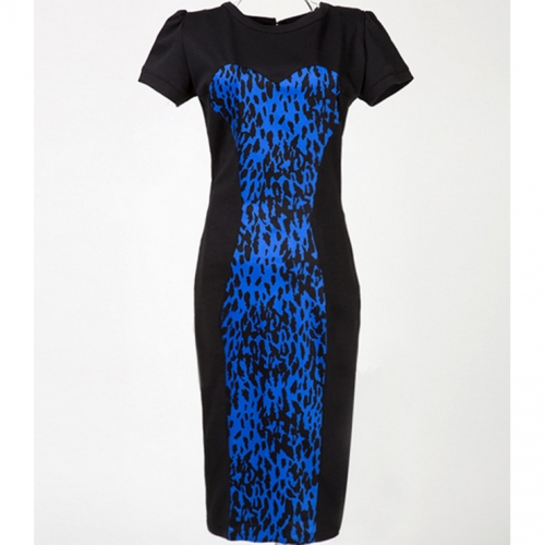 Fashion Round Neck Leopard Print Evening Party Pencil Bodycon Midi Dresses N11932