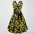 1950's Vintage Halter Cherry Print Casual Swing Dress N11926