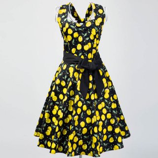 1950's Vintage Halter Cherry Print Casual Swing Dress N11926