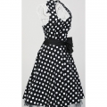 1950's Vintage Halter Polka Dot Casual Swing Dress N11923