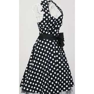 1950's Vintage Halter Polka Dot Casual Swing Dress N11923