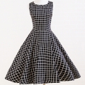 Elegant 1950's Vintage Plaid Print Casual Dress N11919