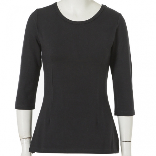 Sexy Plain Round Neck Half Sleeve Casual Shirt N11865