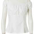 Sexy White Short Sleeve Off Shoulder T-shirt N11861