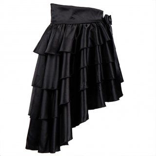 Sexy Black Satin High-low Ruffles Dancing Party Skirt N11067