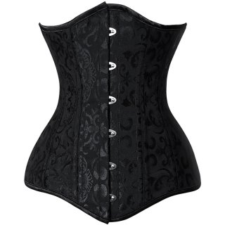 26 Steel Bones Black Jacquard Waist Training Underbust Corset N11024