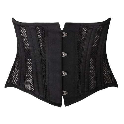 Women's 26 Steel Boned Breathable Mesh Short Torso Waist Training Corset Waspie N11006