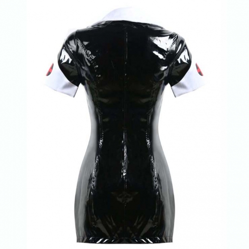 Sexy Black PVC Nurse Costume N10724