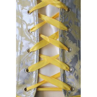 Fashion Silver and Yellow Jacquard Ruffles Busk Closure Overbust Corset N10490