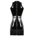 Fashion Black Bright Vinyl Zipper Back Sleeveless Mini Dress N10338