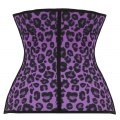 Sexy Purple Steel Bone Latex Leopard Patterns Underbust Corset N10361