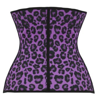 Sexy Purple Steel Bone Latex Leopard Patterns Underbust Corset N10361