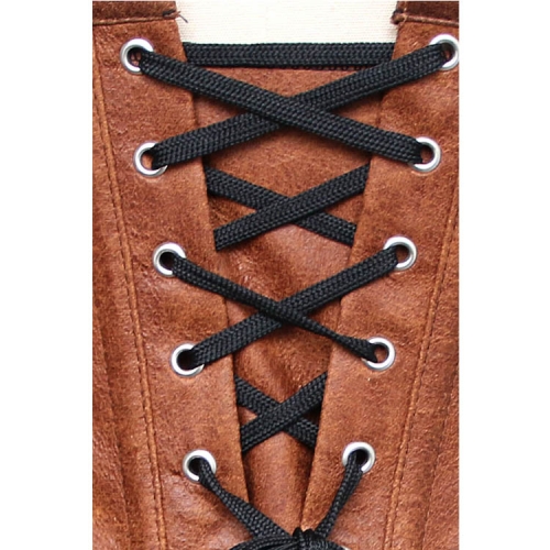 Fashion Punk Style Brown PU Zipper Overbust Corset N10325