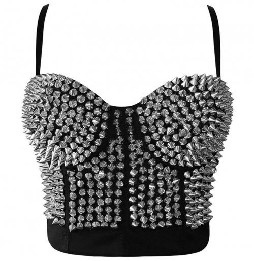 Sexy Silver Rivet Bustier Bra N10210