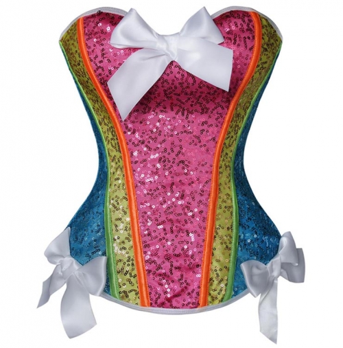 Fashion Colorful Sequins with Bows Trim Corset N10024
