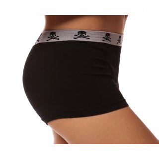 Black Stretch Cotton Skull Bones Ladies Panties PT9645
