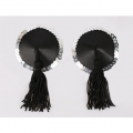 Sexy Black Tassel Sequin Round Pasties MS9558