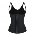 Fashion Black Latex Shoulder Strap Steel Boned Hook And Eye Closure Corset N9633