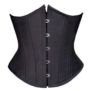 26 Steel Bones Comfortable Black Satin Busk Closure Underbust Corset N9621