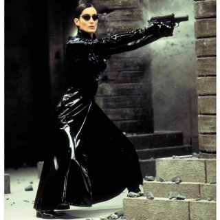 Black PVC Matrix Look Long Coat N8962