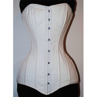 26 Steel Bones White Cotton Heavy Corset N8852