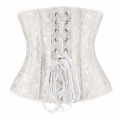 24 Spiral Steel Boned White Jacquard Corset N8392