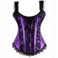 Women's Purple Halter Lace Splicing Body Shaper Overbust Corset N4725