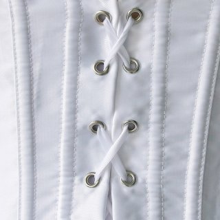 Sexy White Strapless Pleated Skirted Burlesque Overbust Corset N4240