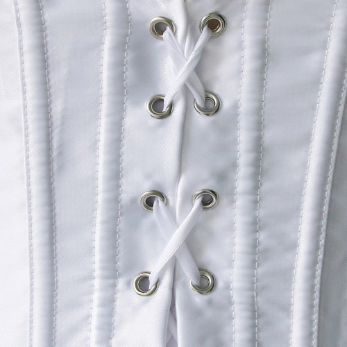 Sexy White Strapless Pleated Skirted Burlesque Overbust Corset N4240