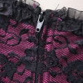 Sexy Purple Satin Strapless Floral Lace Overbust Corset N2308