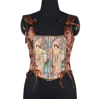 Corset Tops for Women Renaissance Floral Overbust Boned Bustier Bodice N23666