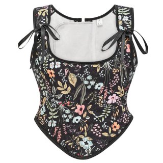 Corset Tops for Women Renaissance Floral Overbust Boned Bustier Bodice