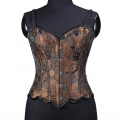 Camouflage embroidered sunflower petal hem herringbone strap Corset N23634