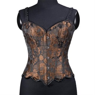 Camouflage embroidered sunflower petal hem herringbone strap Corset N23634