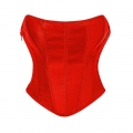 Women's Satin Corset Top Sexy Backless Strapless Sweetheart Neck Bustier Boned Bodyshaper Party Crop Top N23628